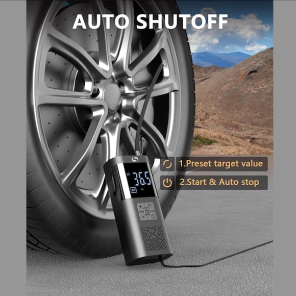 Digital Tire Inflator Portable Tire Compressor, Cordless Air Inflator LED Light - Picture 2 of 7